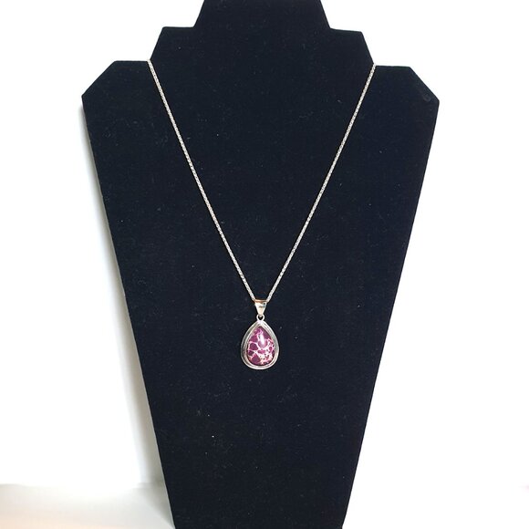 Italian Vintage Natural Purple Jasper & Sterling Silver Statement Necklace - Picture 7 of 12